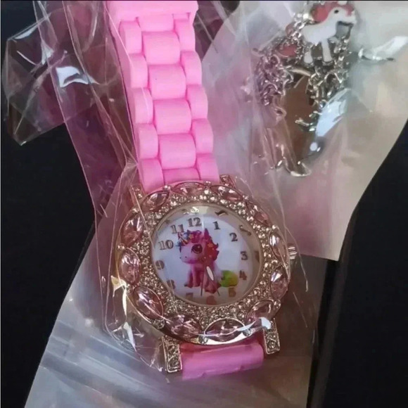 Girls Unicorn Watch + Necklace + Earrings Set..PINK..NWT - Picture 6 of 6